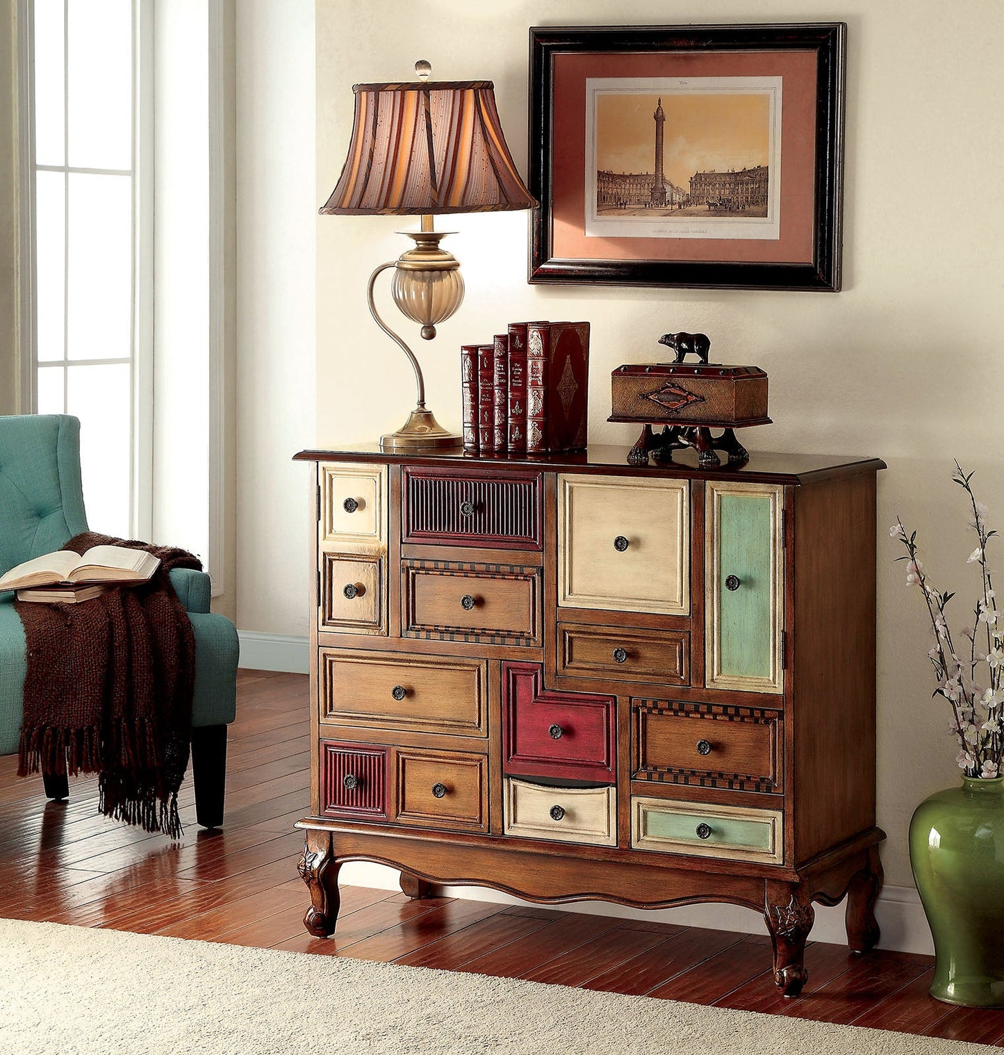 DESREE Multi/Antique Walnut Accent Chest FOA East