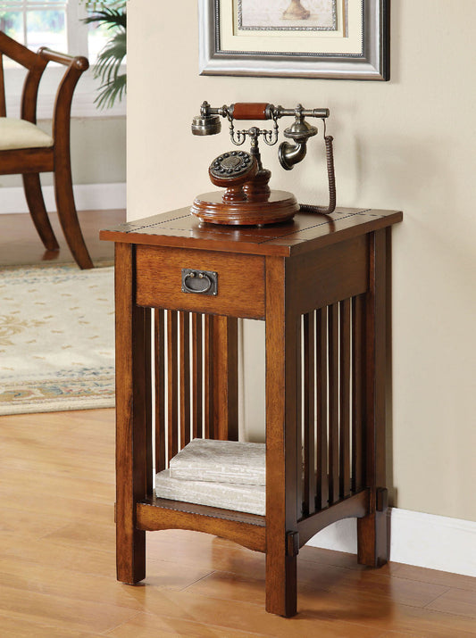 Valencia IV Antique Oak Telephone Stand w/ One Drawer FOA East