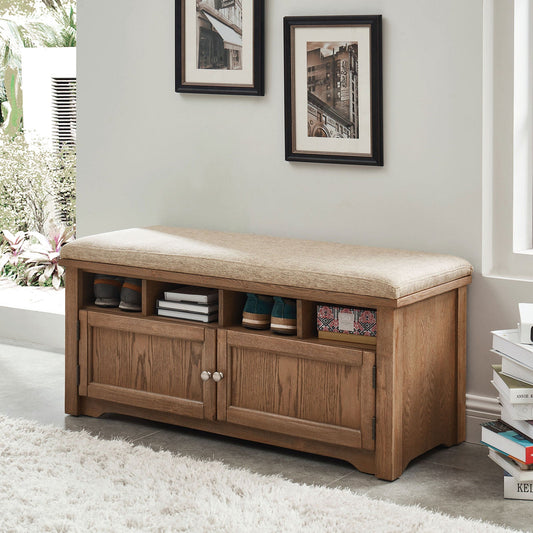 Gwebdolyn Oak Shoe Bench FOA East