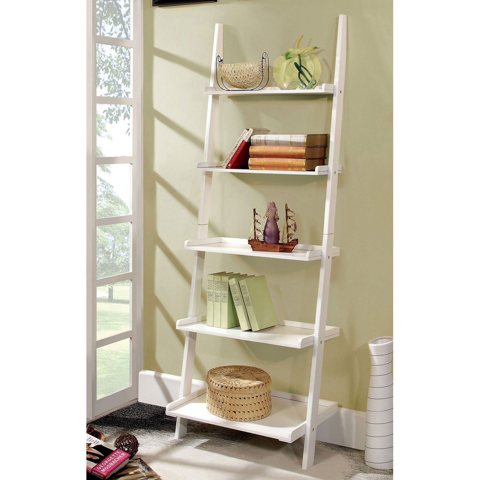 Sion White Ladder Shelf FOA East