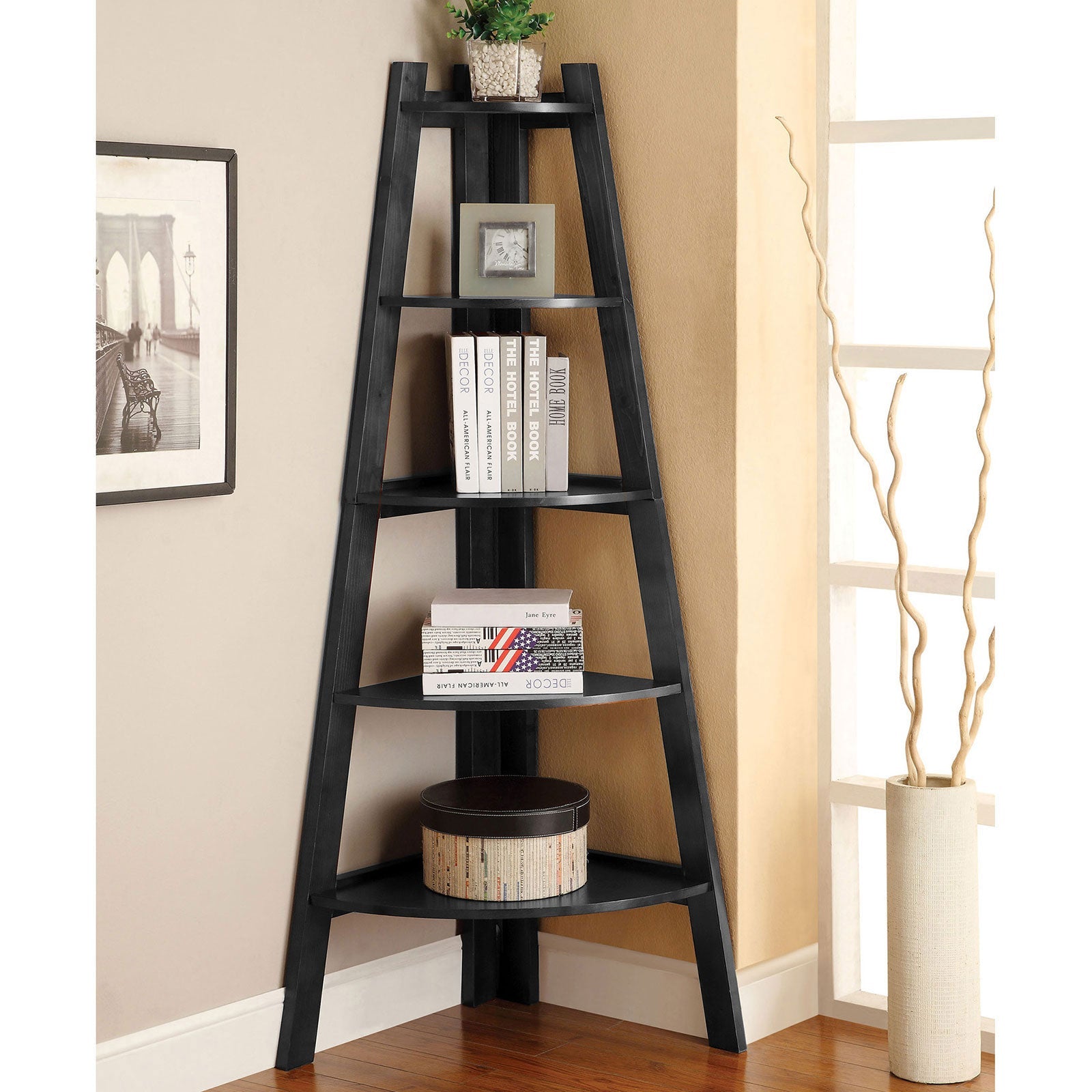 Lyss Black Ladder Shelf FOA East