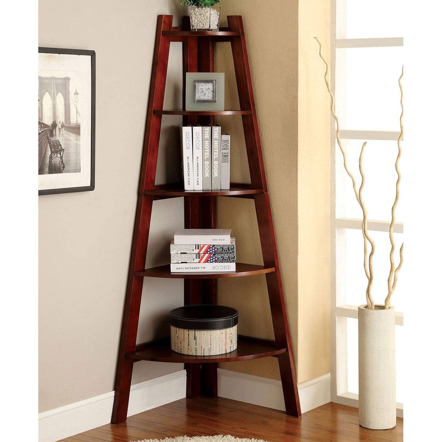 Lyss Cherry Ladder Shelf FOA East