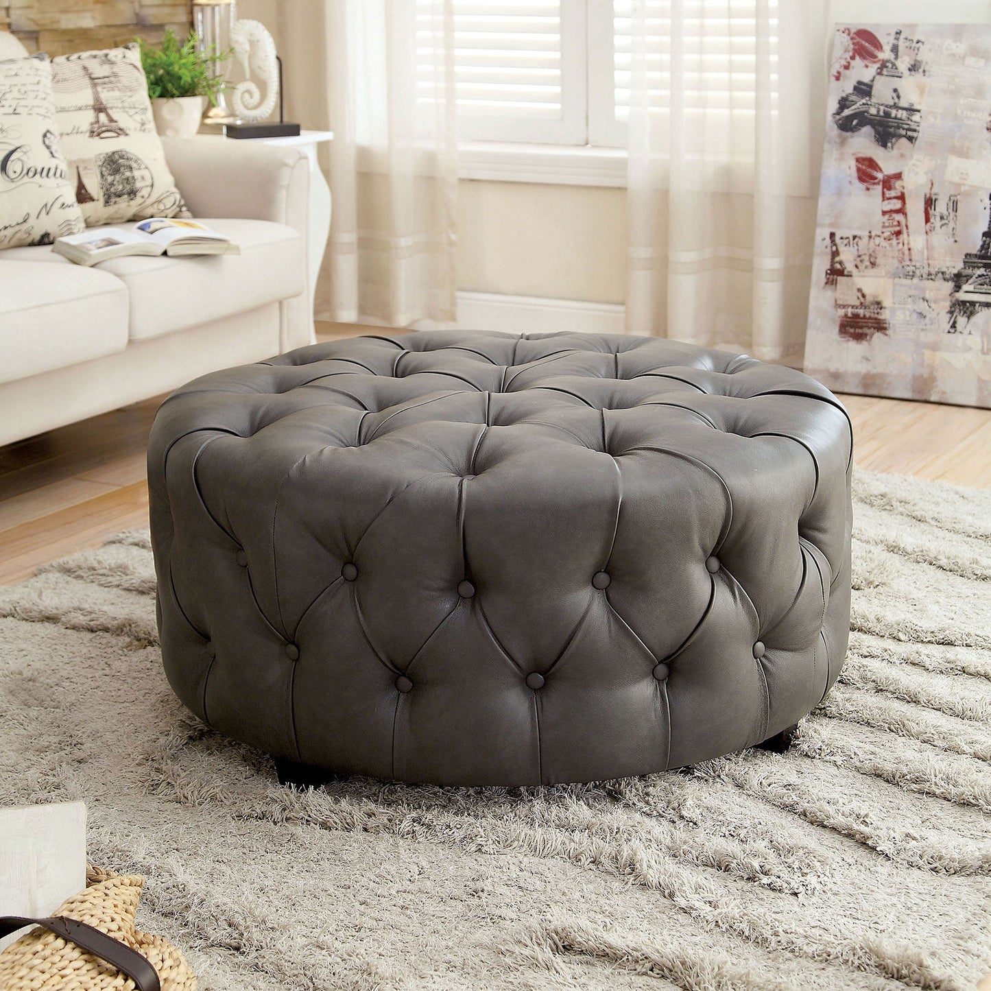 LATOYA Gray Ottoman FOA East