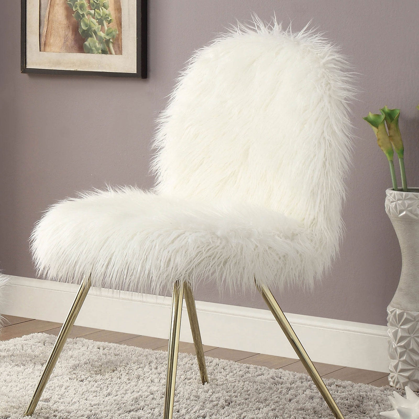 Caoimhe White/Gold Accent Chair FOA East