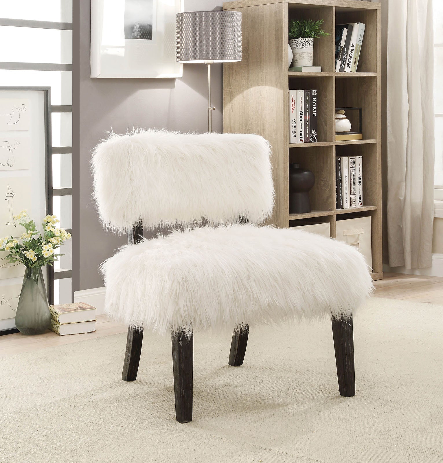 Pardeep White/Black Accent Chair FOA East