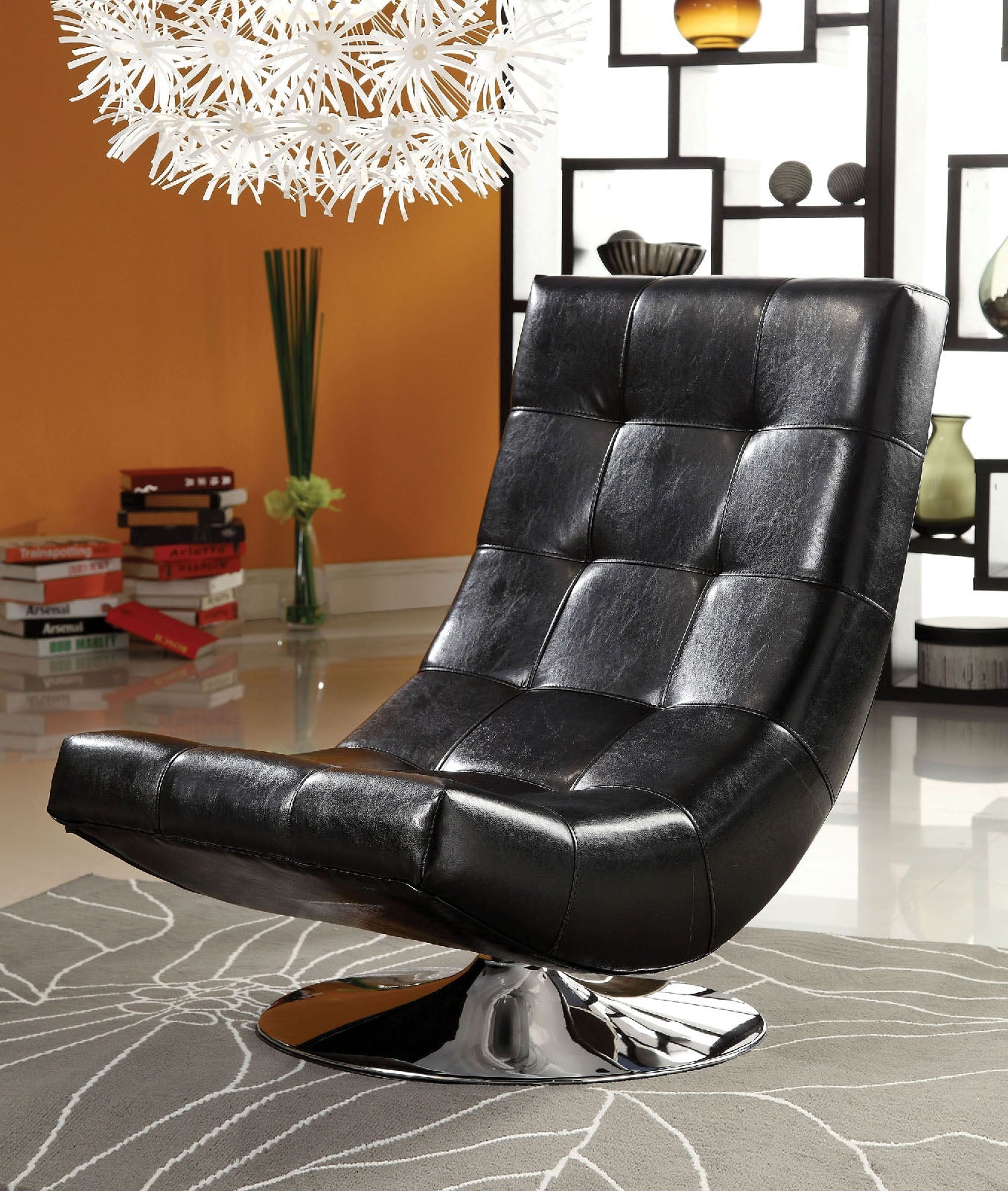 Trinidad Black Swivel Accent Chair FOA East