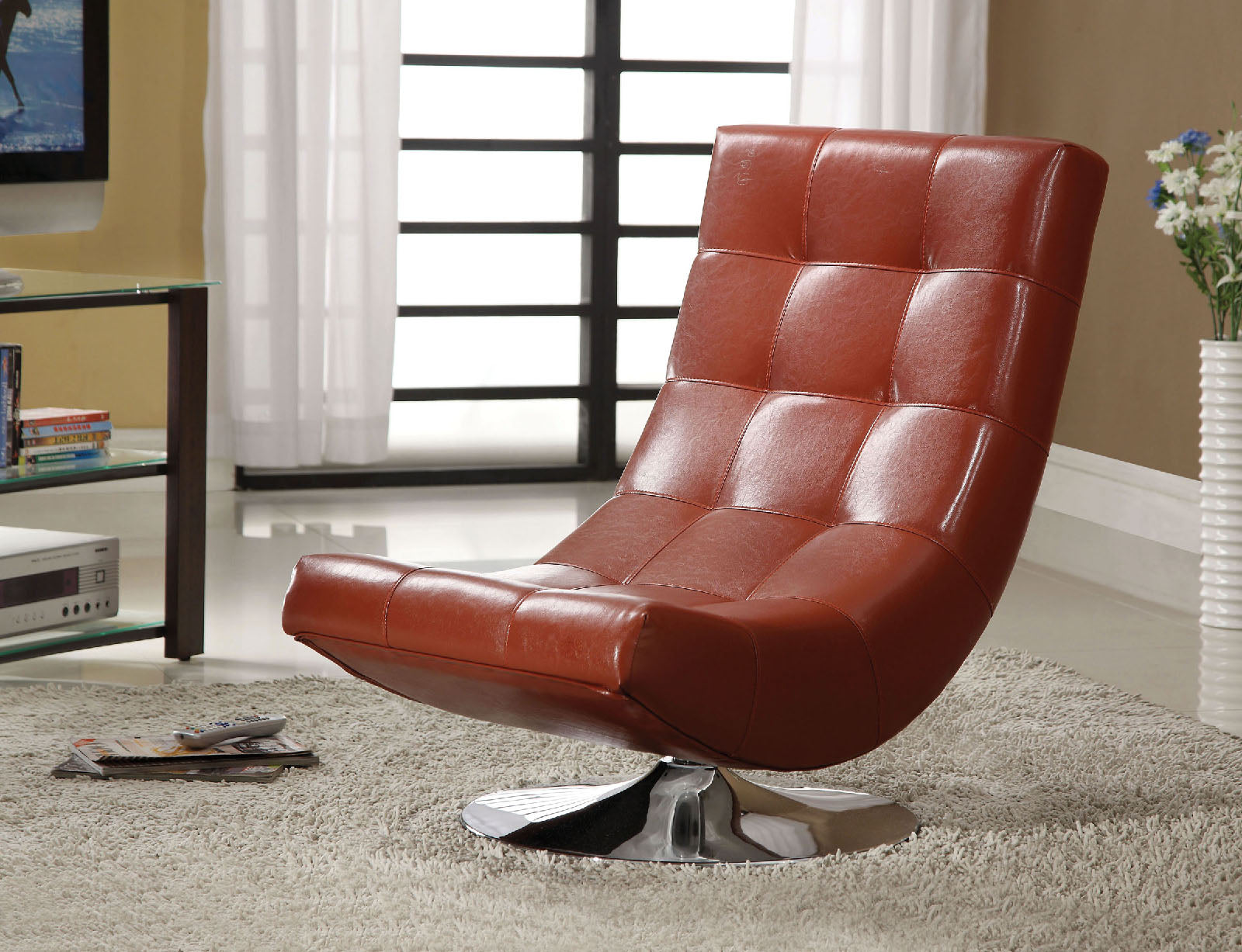 Trinidad Mahogany Swivel Accent Chair FOA East