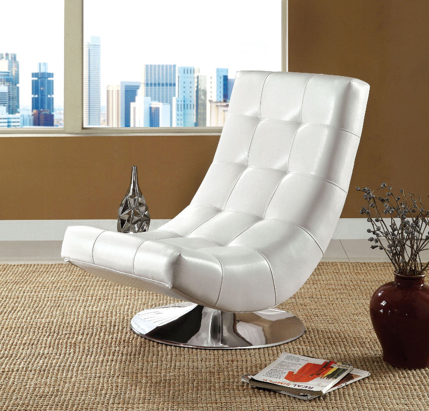 Trinidad White Swivel Accent Chair FOA East