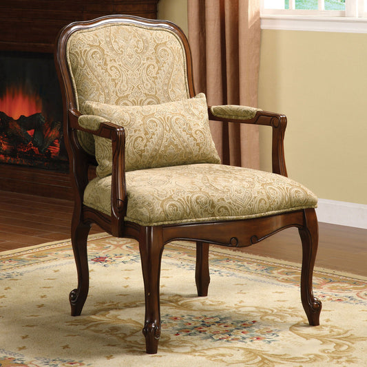 Waterville Beige/Dark Cherry Accent Chair FOA East