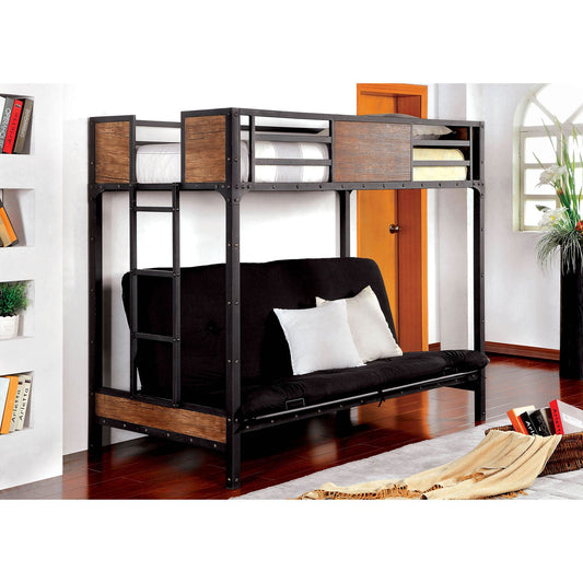 CLAPTON Black Twin Bed w/ Futon Base FOA East