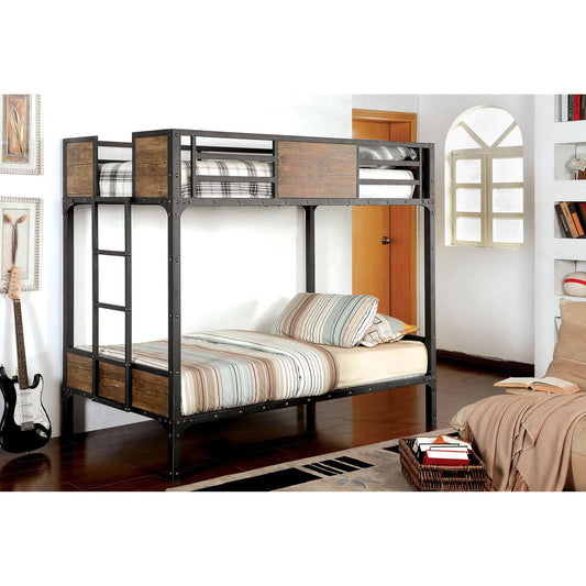 CLAPTON Black Twin/Twin Bunk Bed FOA East