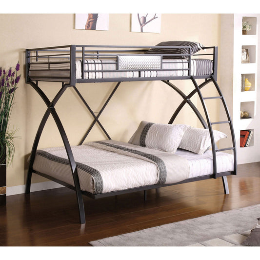 Apollo Gun Metal/Chrome Twin/Full Bunk Bed FOA East