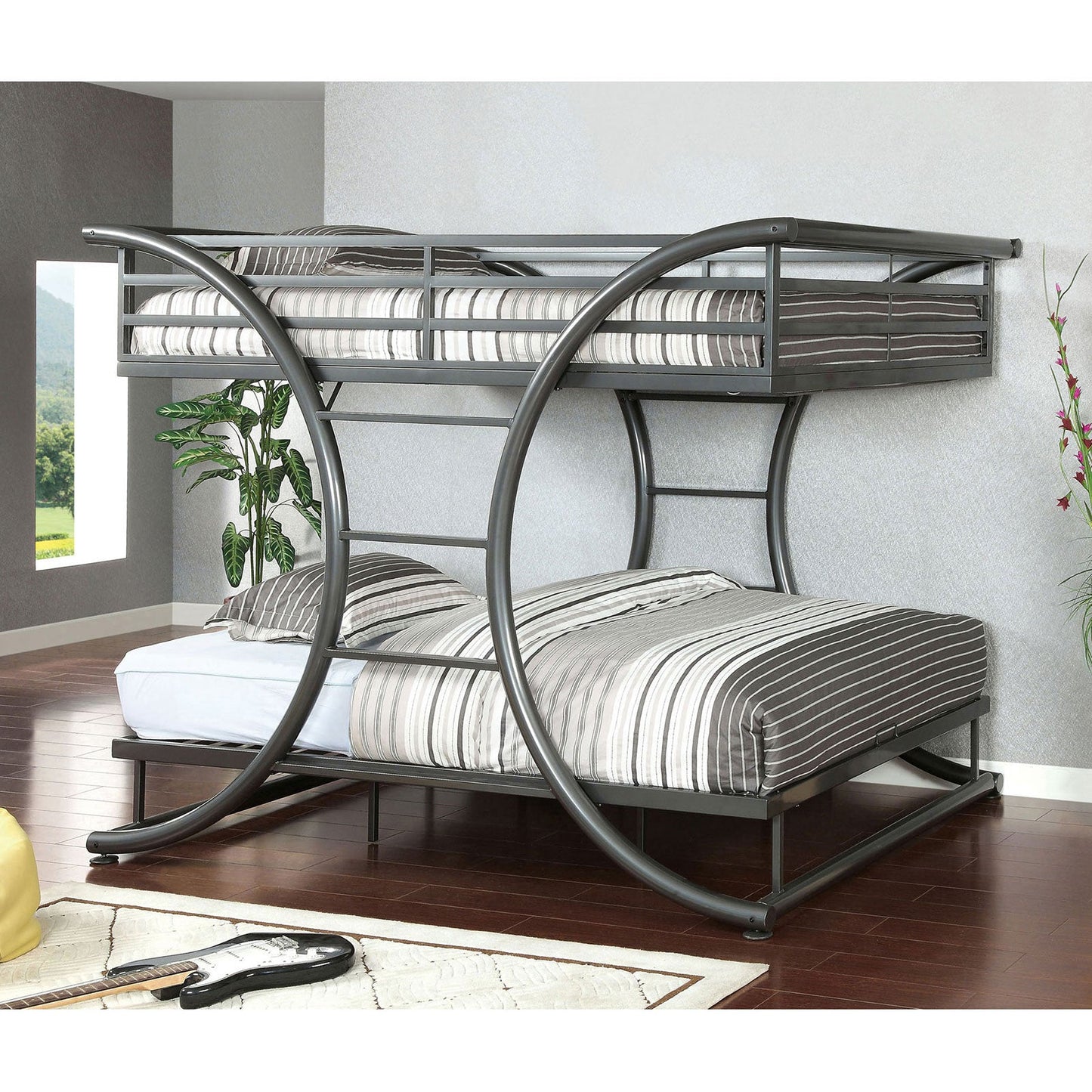 Lexis Gun Metal Full/Full Bunk Bed FOA East