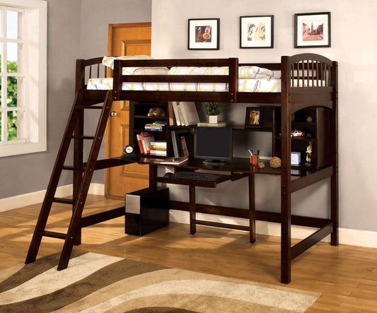 Dakota Ridge Espresso Twin Loft Bed w/ Workstation FOA East