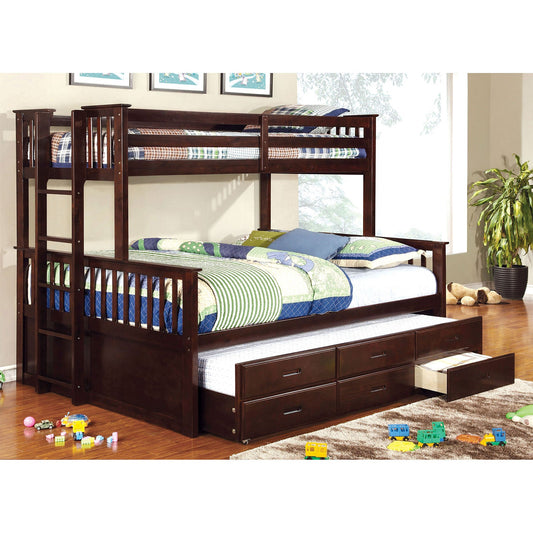 UNIVERSITY Dark Walnut Twin/Queen Bunk Bed FOA East