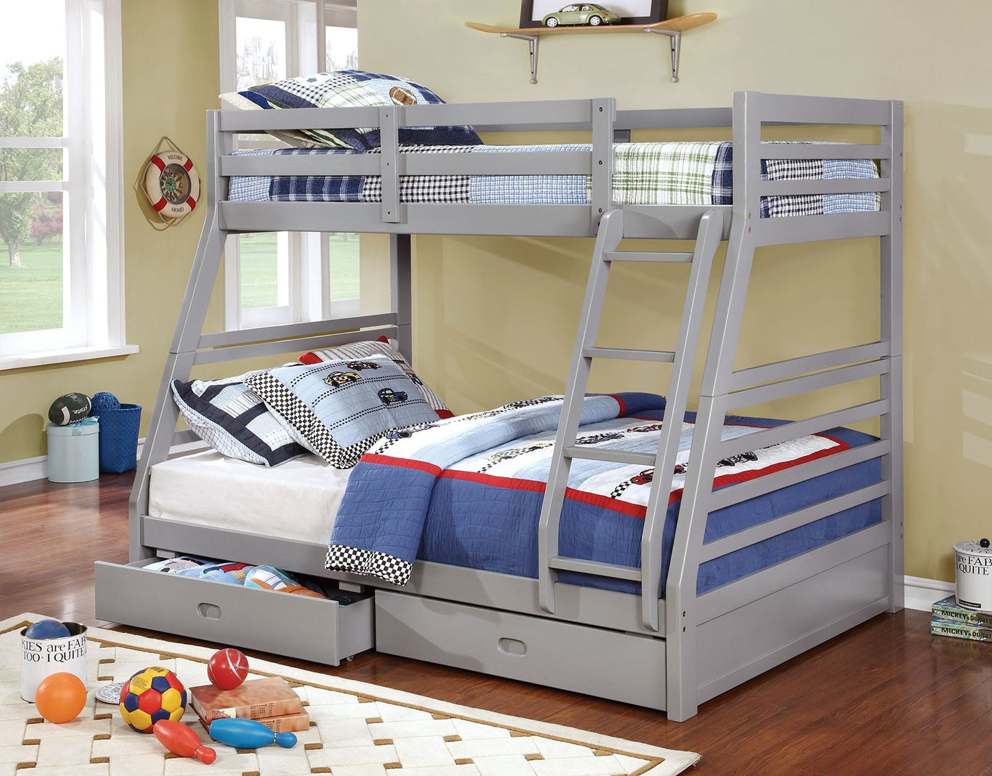 California III Gray Twin/Full Bunk Bed FOA East