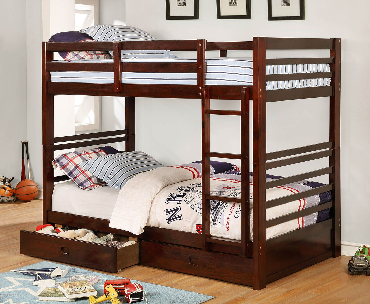 California IV Dark Walnut Twin/Twin Bunk Bed FOA East