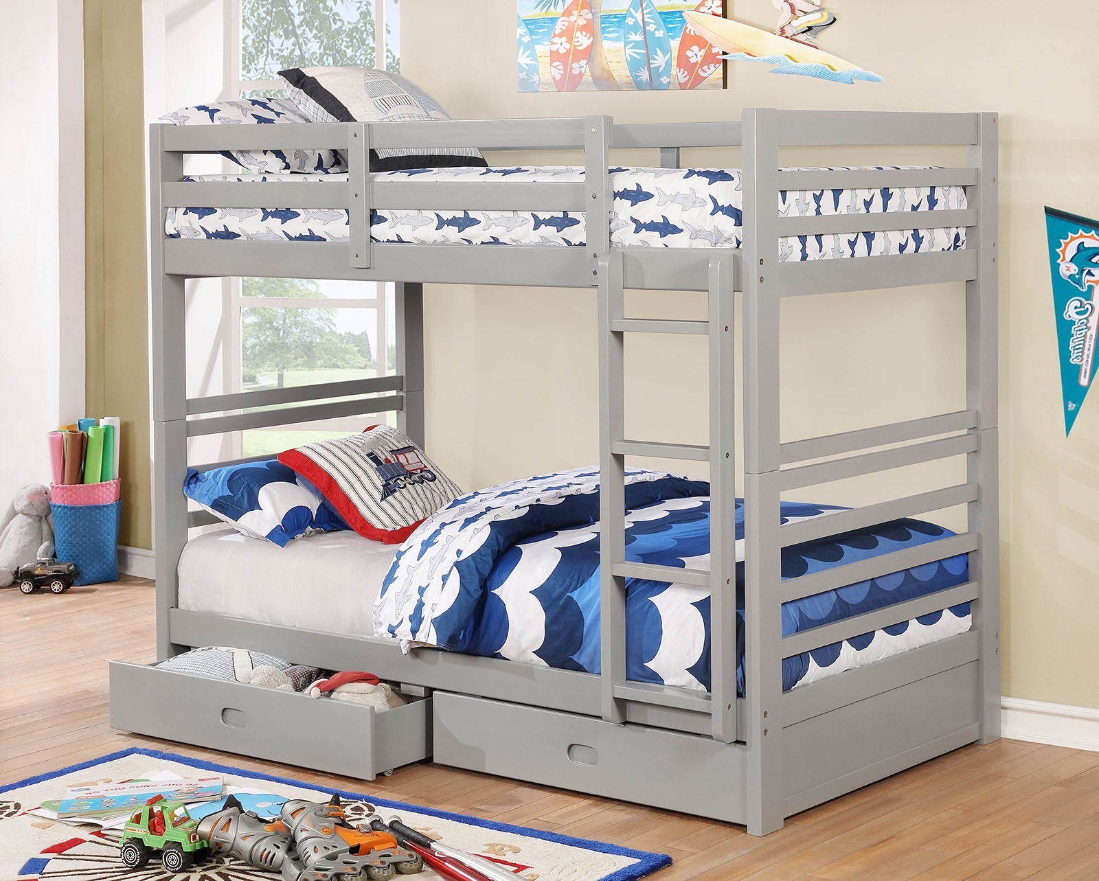 California IV Gray Twin/Twin Bunk Bed FOA East