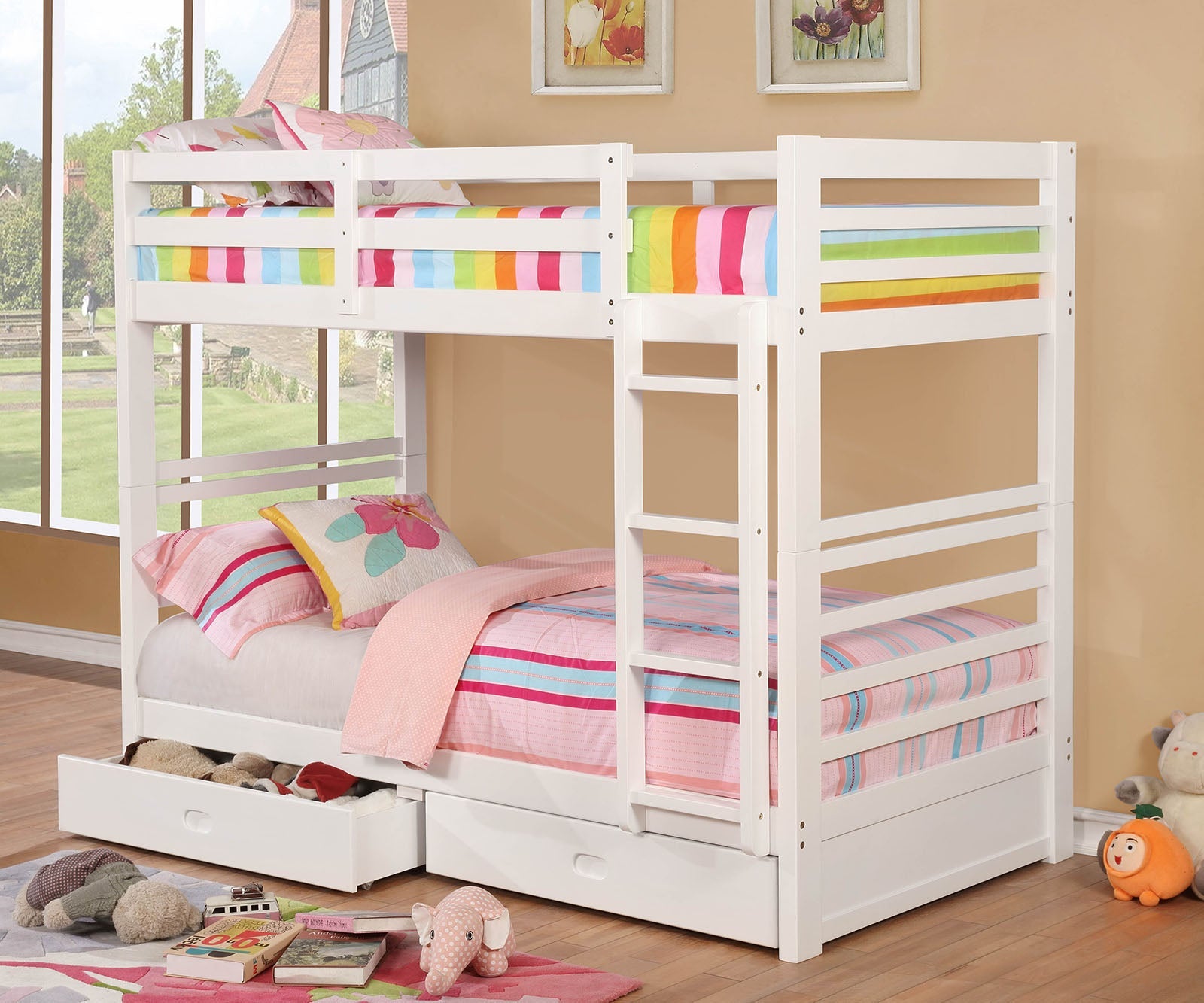 California IV White Twin/Twin Bunk Bed FOA East