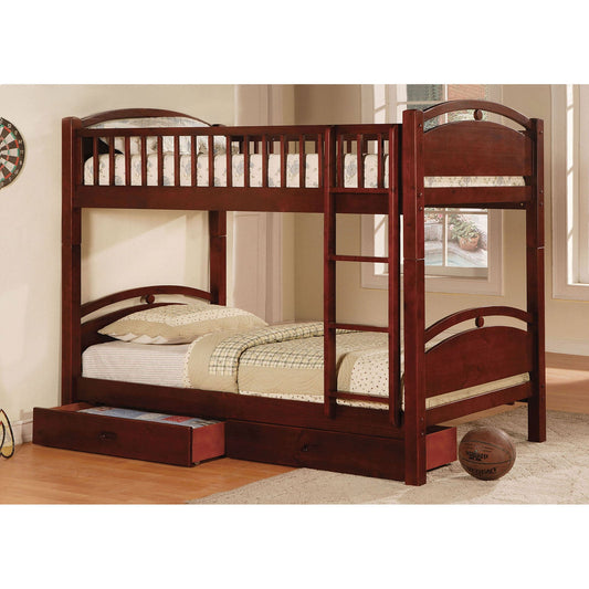 California I Cherry Twin/Twin Bunk Bed w/ 2 Drawers FOA East