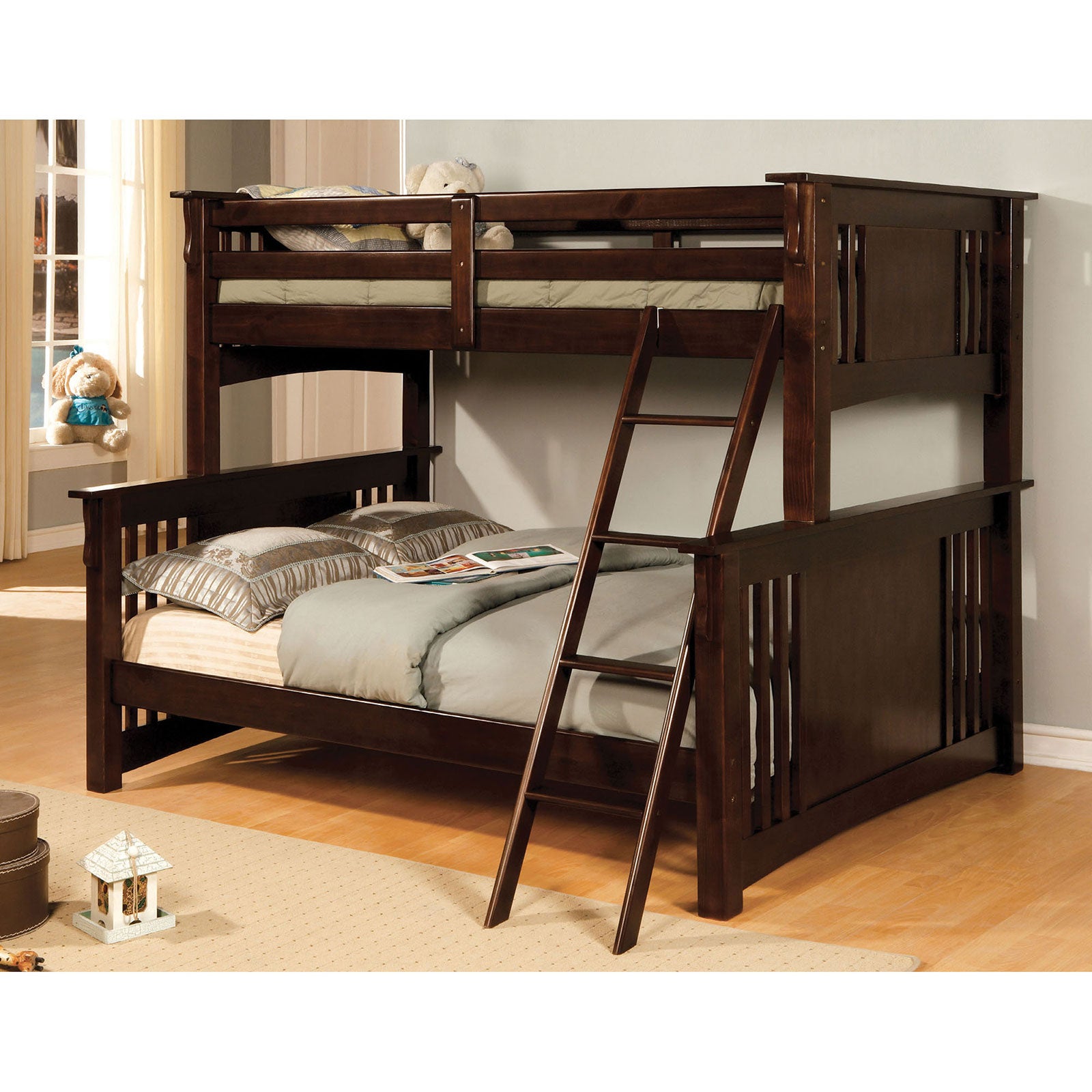 Spring Creek Dark Walnut Twin/Full Bunk Bed FOA East