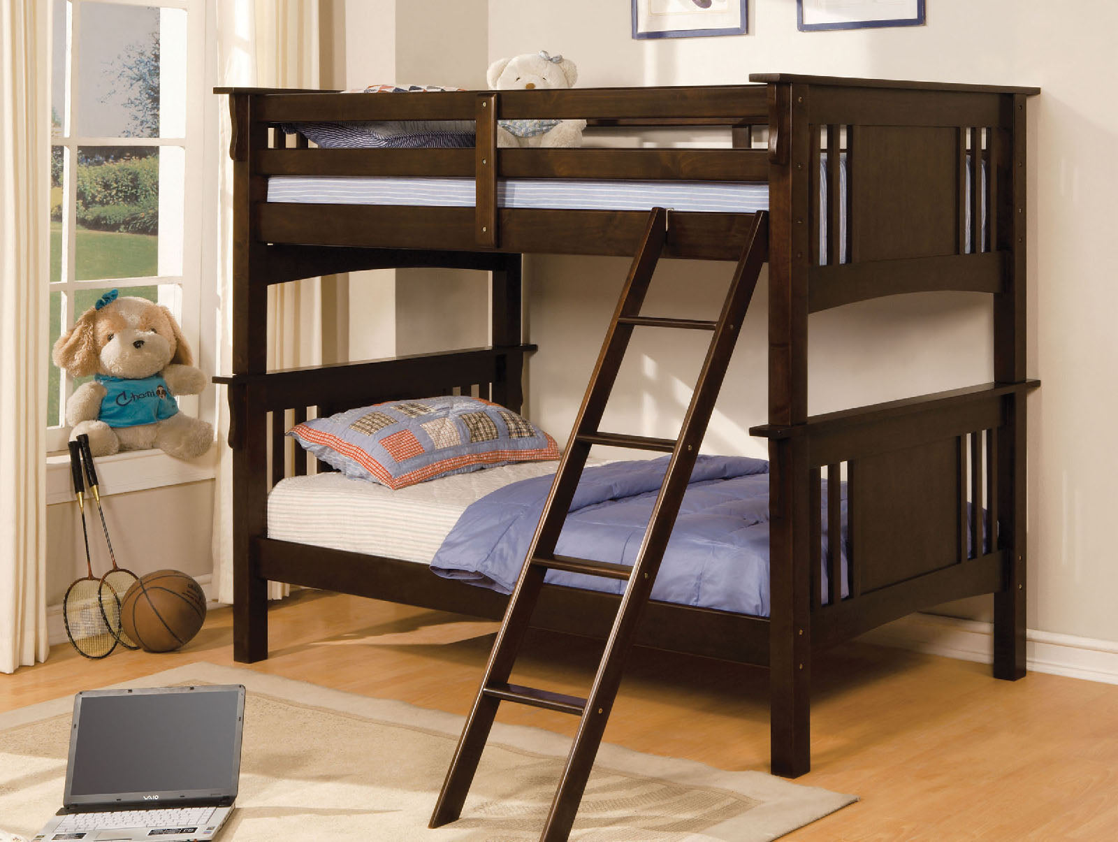 Spring Creek Dark Walnut Twin/Twin Bunk Bed FOA East