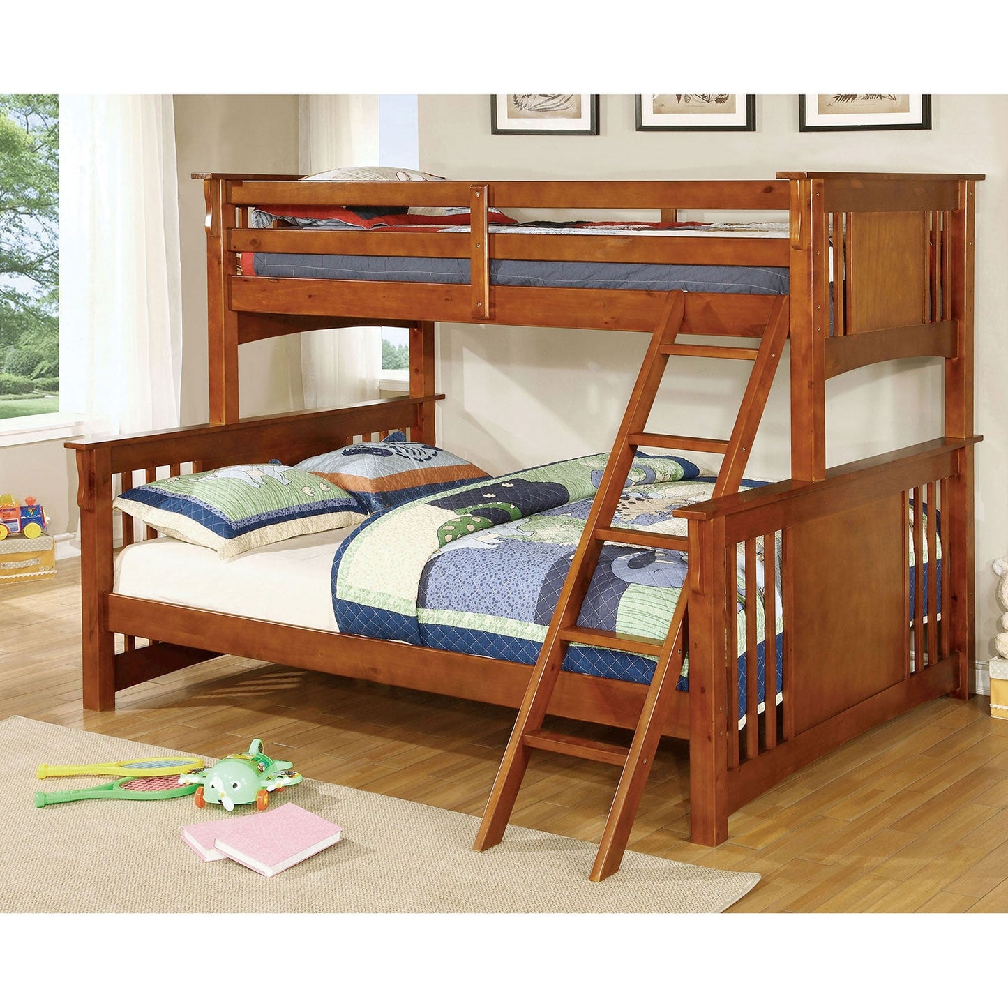 SPRING CREEK Oak Twin XL/Queen Bunk Bed FOA East