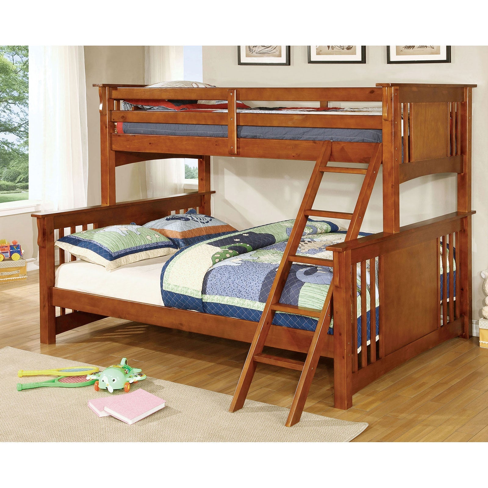 SPRING CREEK Oak Twin XL/Queen Bunk Bed FOA East