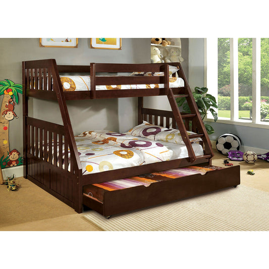 Canberra Dark Walnut Twin/Full Bunk Bed FOA East