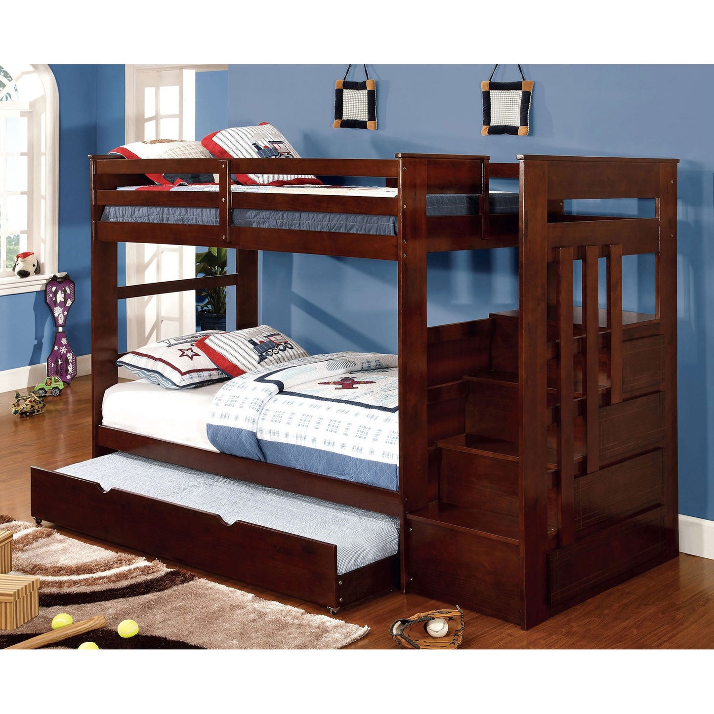 Woodridge Dark Walnut Twin/Twin Bunk Bed FOA East