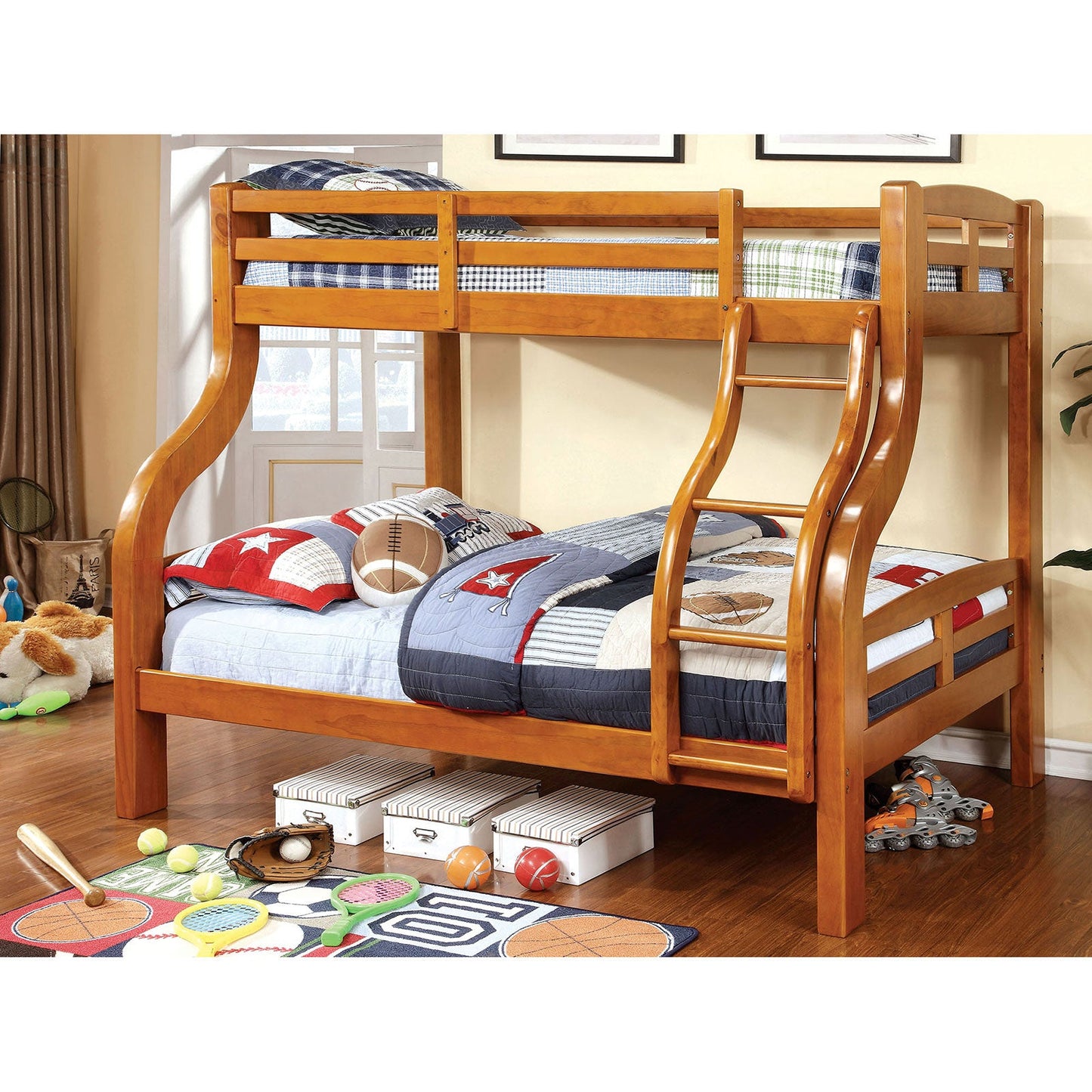 Solpine Oak Twin/Full Bunk Bed FOA East