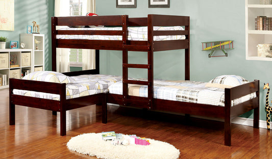 RANFORD Espresso Twin/Twin/Twin Bunk Bed FOA East