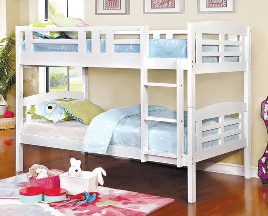 Cassie White Twin/Twin Bunk Bed FOA East