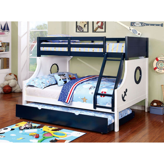 NAUTIA Blue/White Twin/Full Bunk Bed FOA East