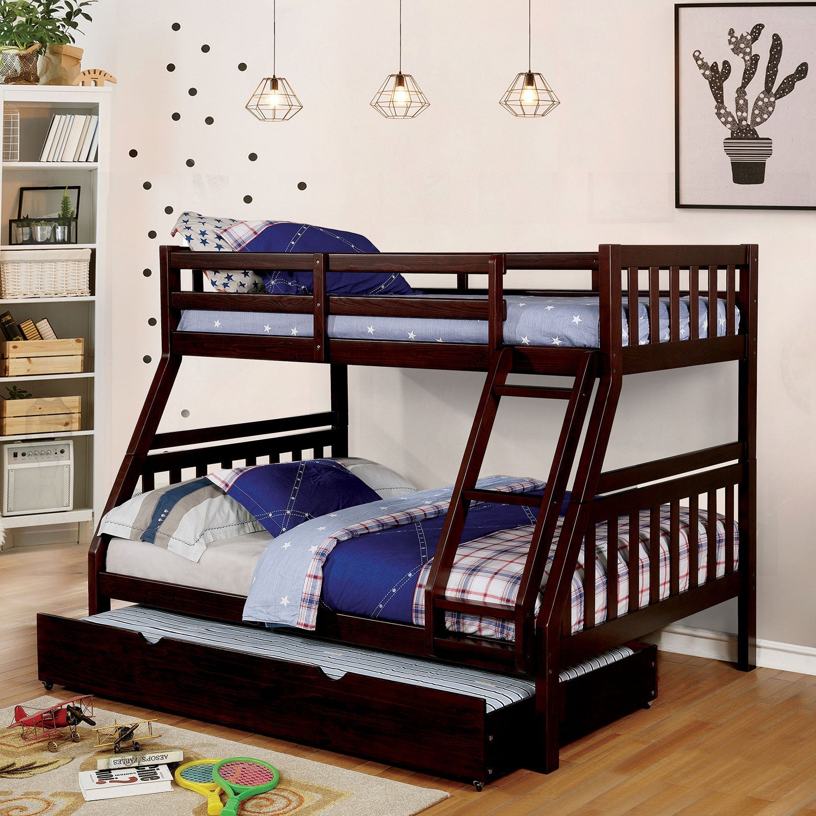 Emilie Dark Walnut Twin/ Full Bunk Bed FOA East