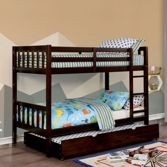 Emilie Dark Walnut Twin/Twin Bunk Bed FOA East