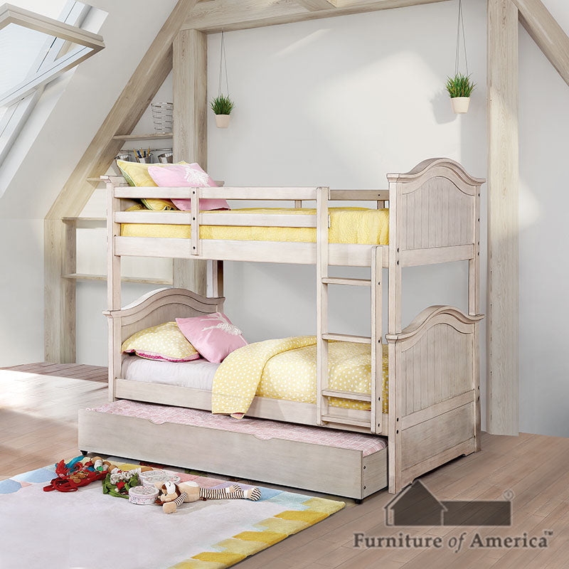 Hermine White Twin/Twin Bunk Bed FOA East