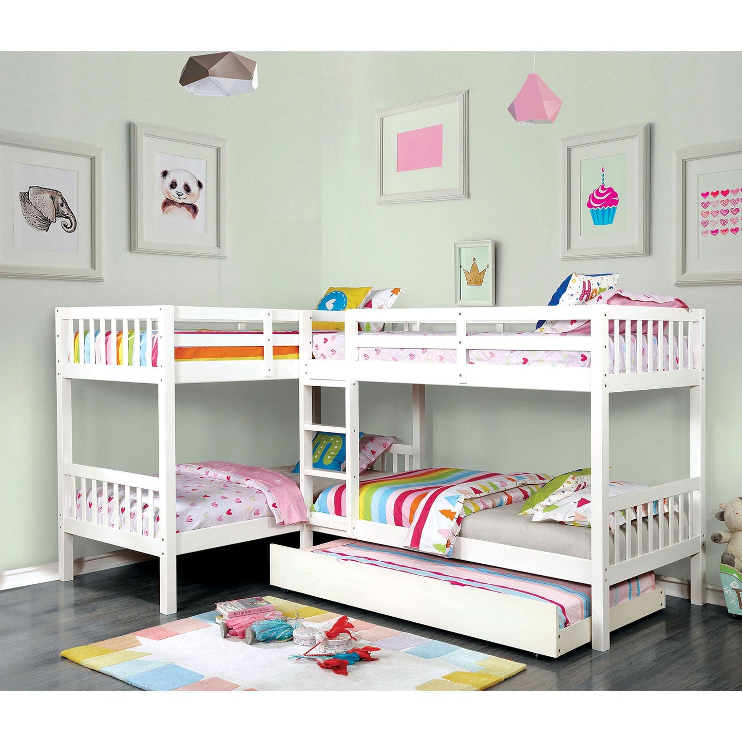 Marquette White Quadruple Twin Bunk Bed FOA East