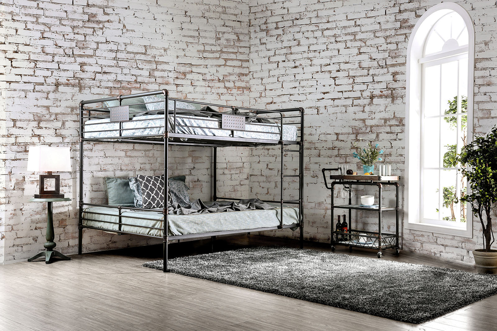 Olga I Antique Black Queen/Queen Bunk Bed FOA East