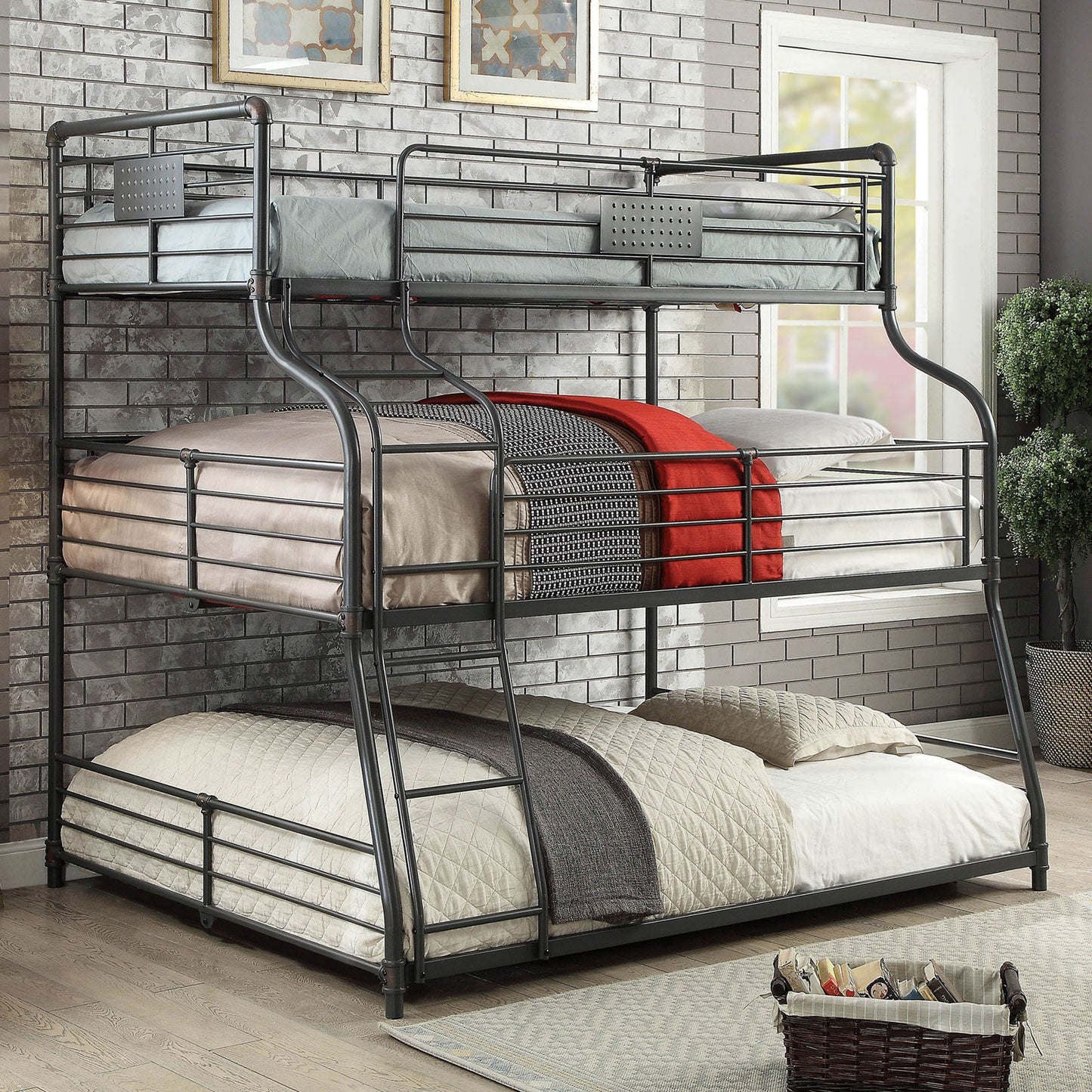 Olga III Sand Black Twin/Full/Queen Bunk Bed FOA East