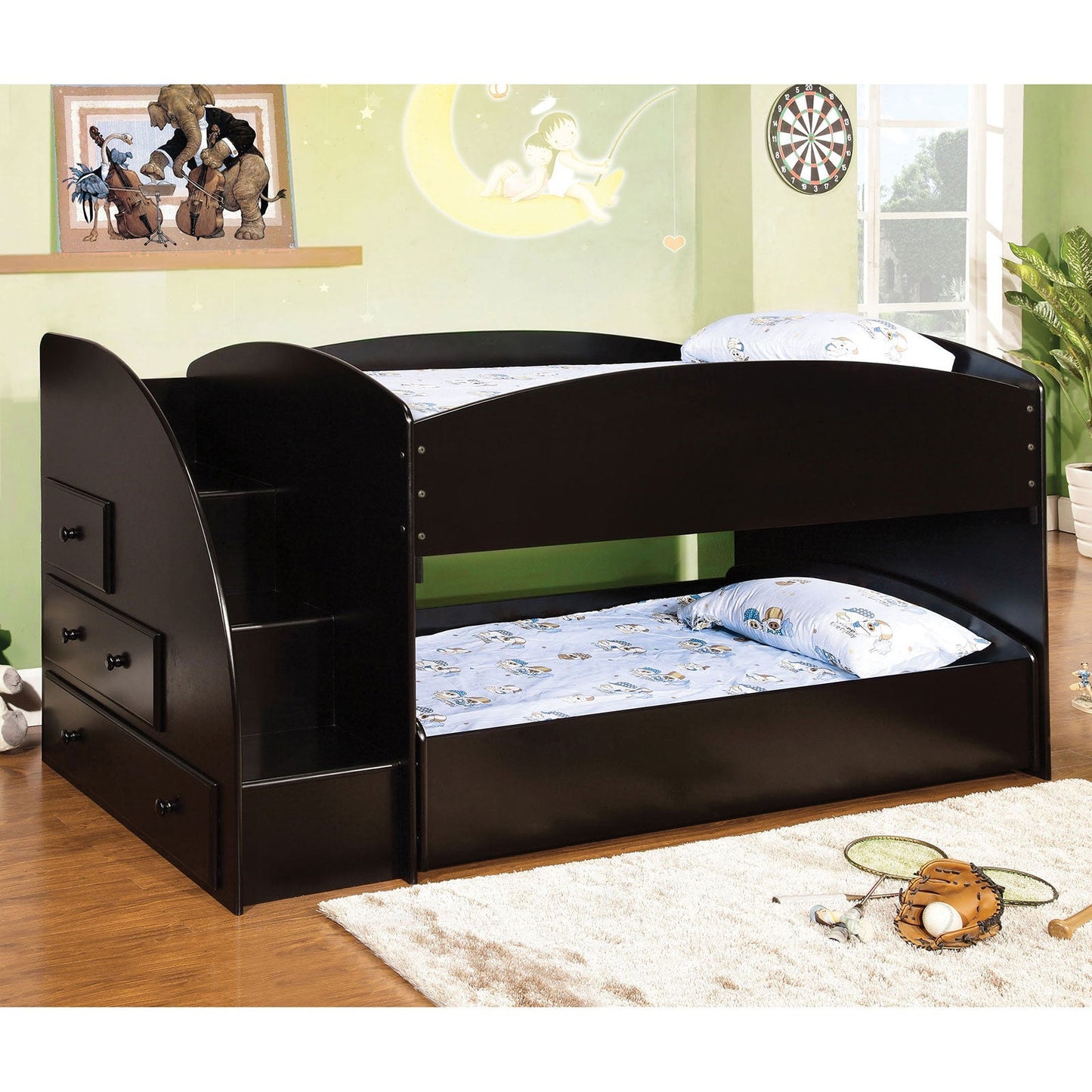 Merritt Black Twin/Twin Bunk Bed FOA East