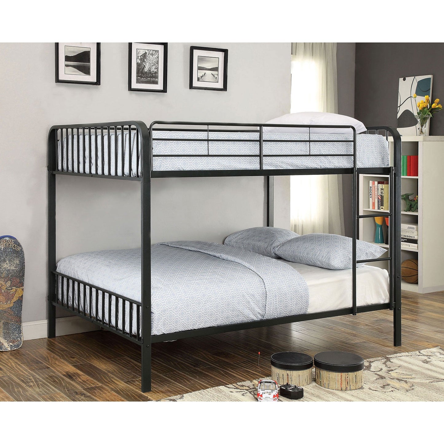 CLEMENT Black Metal Full/Full Bunk Bed FOA East