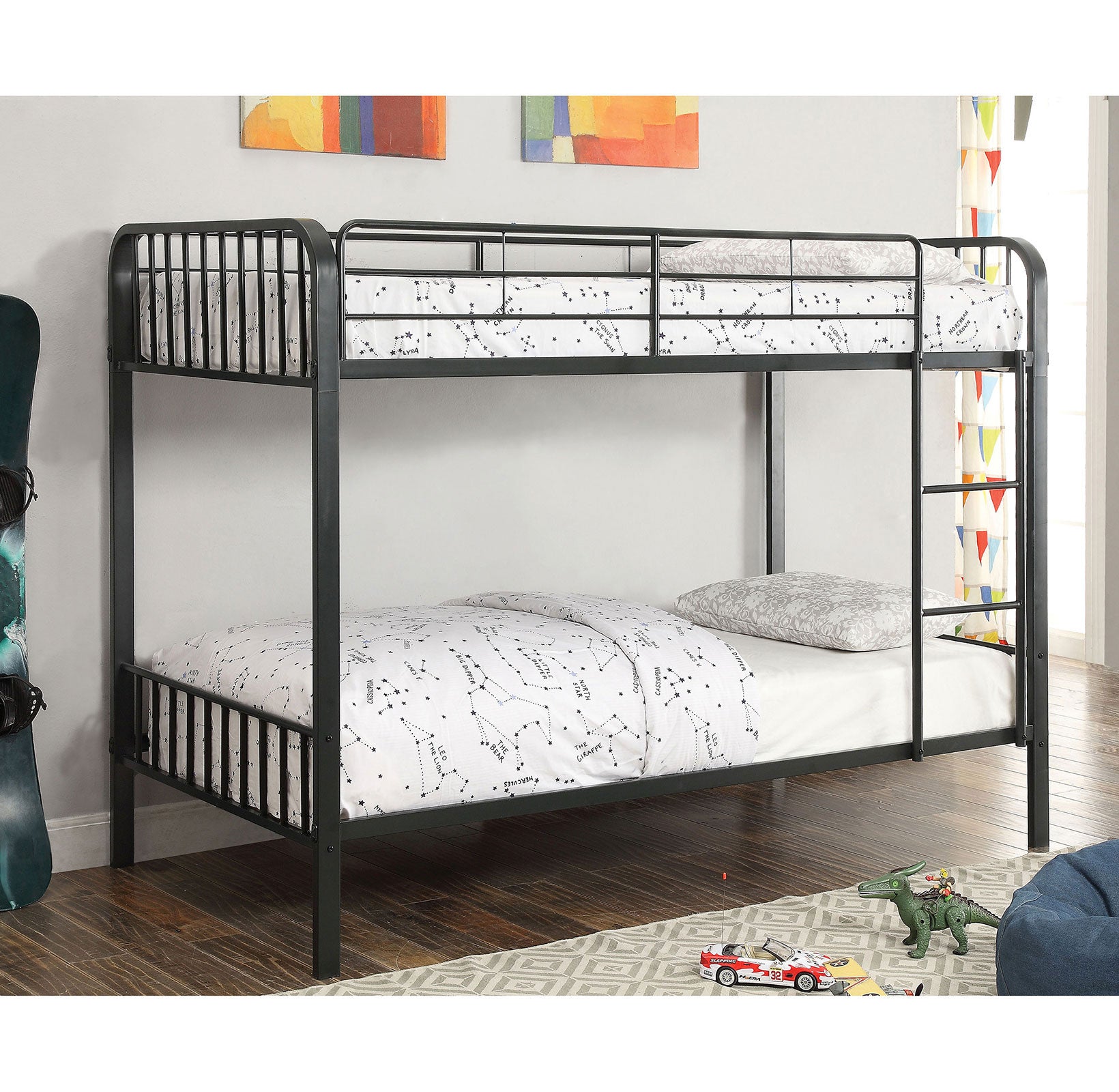 CLEMENT Black Metal Twin/Twin Bunk Bed FOA East