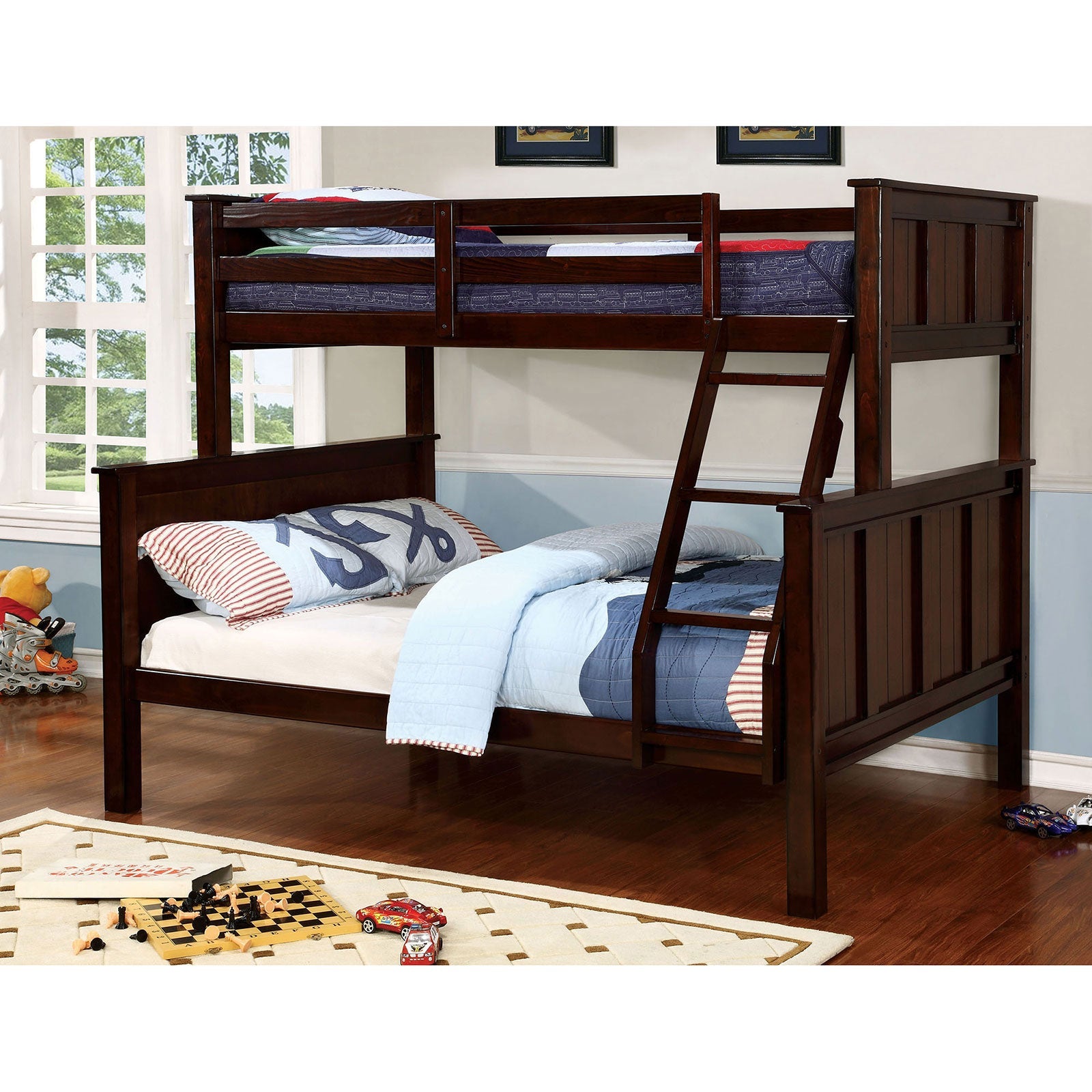 GRACIE Dark Walnut Twin/Full Bunk Bed FOA East