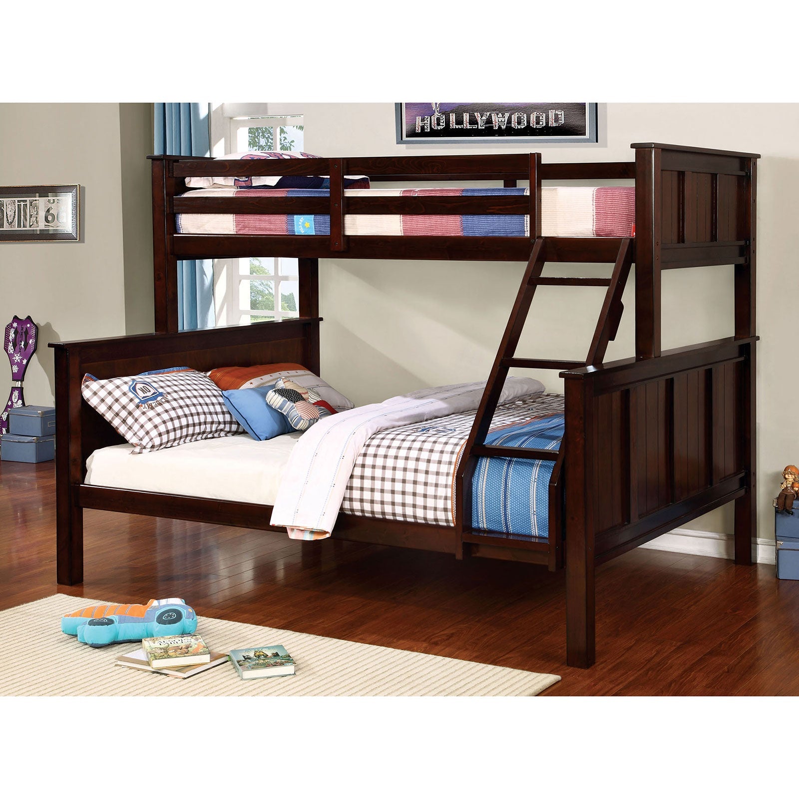 GRACIE Dark Walnut Twin/Queen Bunk Bed FOA East