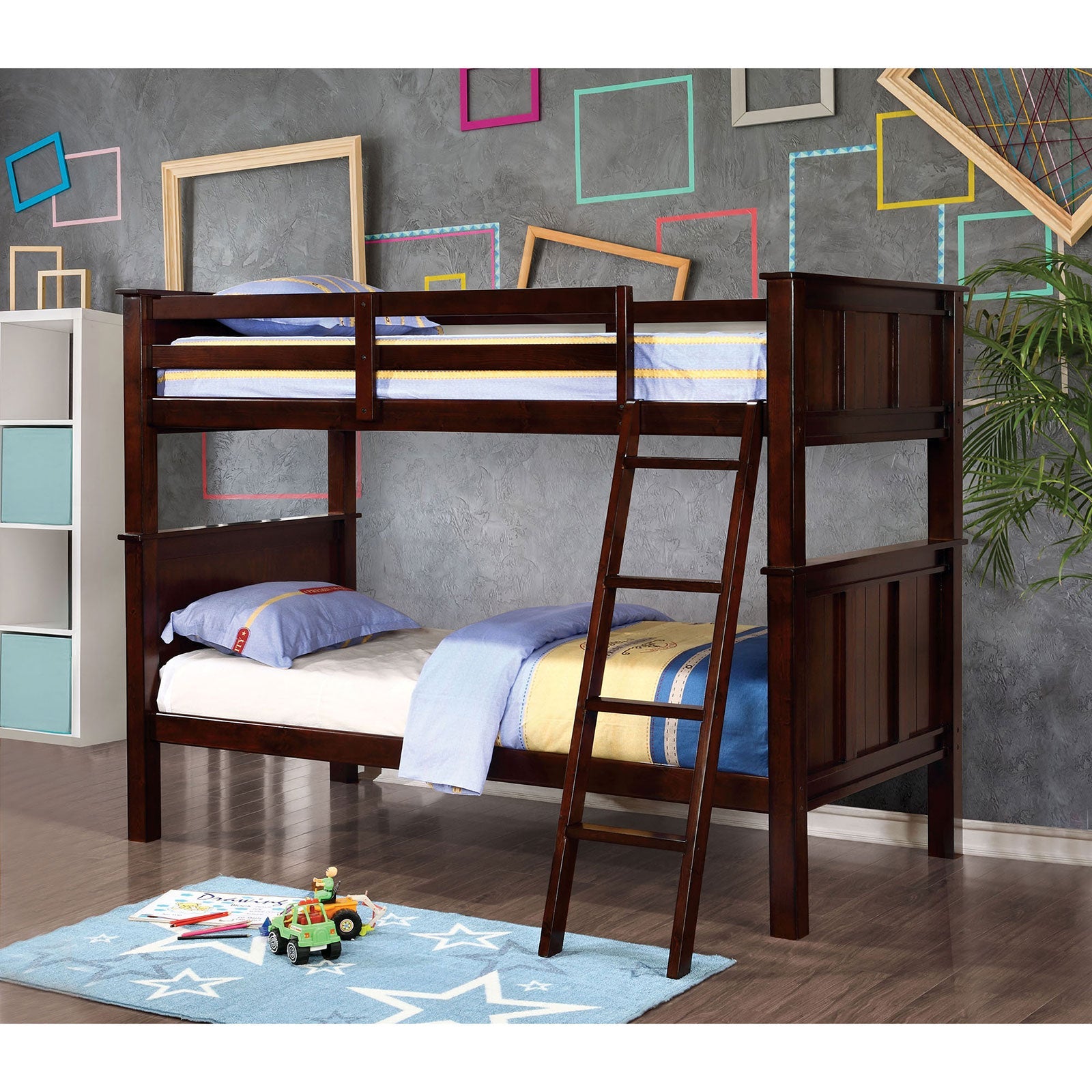 GRACIE Dark Walnut Twin/Twin Bunk Bed FOA East