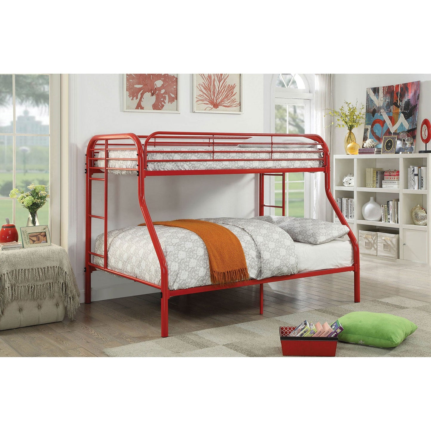 Opal Red Twin/Full Bunk Bed FOA East