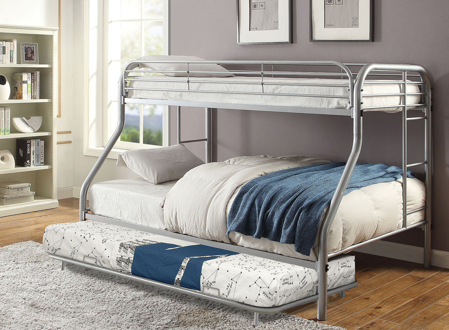 Opal Silver Twin/Full Bunk Bed FOA East