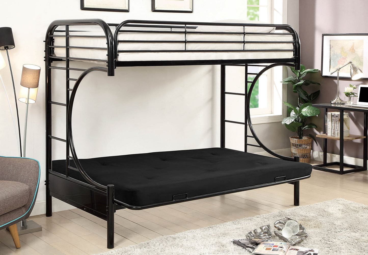 Alanna Black Metal Bunk Bed FOA East