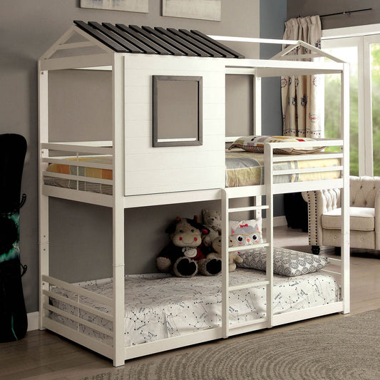 Stockholm White/Gun Metal Twin/Twin Bunk Bed FOA East